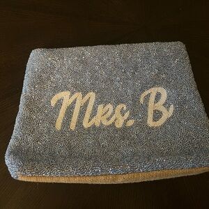 Beaded Blue bag “MRS. B” for wedding events or gift